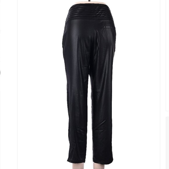 Javier SIMORRA Black Leather looking Casual Pants Size 8 - Picture 2 of 3